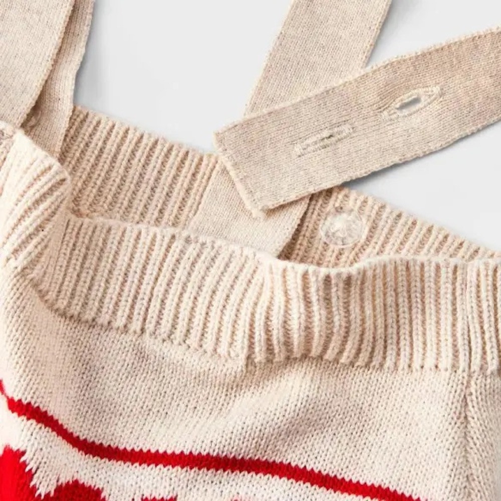 Cat & Jack Baby 2 Piece Long Sleeve Shirt & Knit Heart Romper - Red 3-6M - Picture 4 of 6